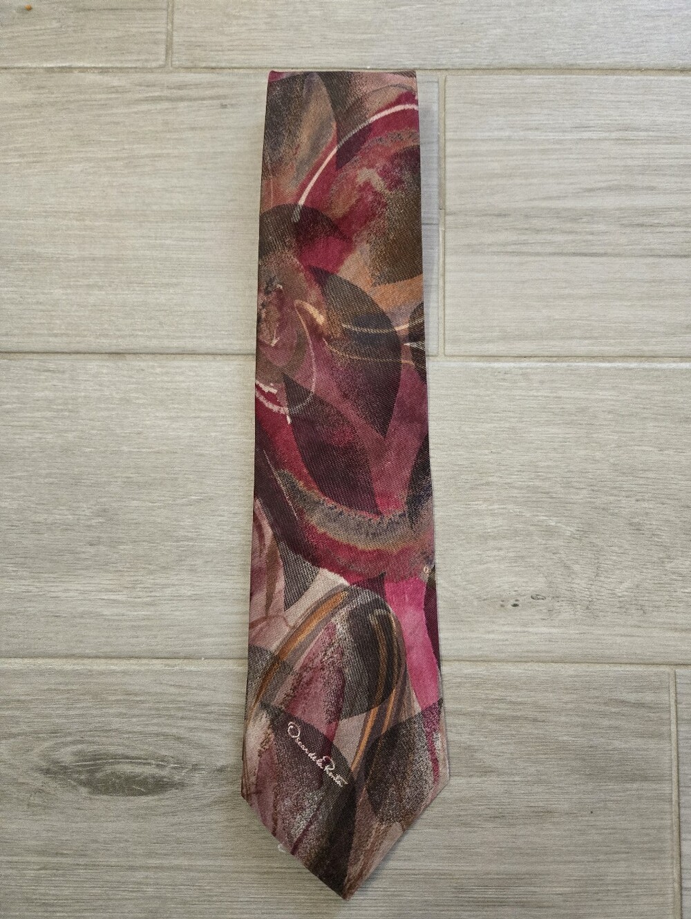 Oscar De La Renta Multicolor Abstract Silk Tie - Pink and Brown